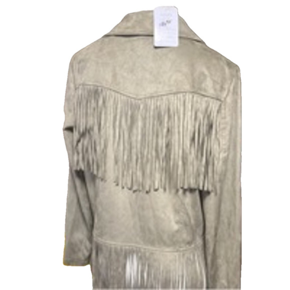 VEGAN SUEDE FRINGED JACKET BY ADORE NWT IN GREEN SIZE MEDIUM - Picture 6 of 6